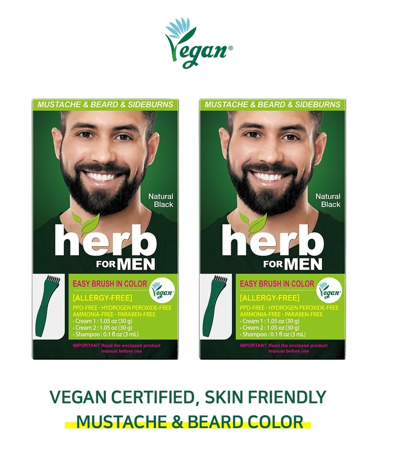 Herb For Men PPD, Allergy Free Beard Mustache Dye Just for Men Vegan Color 2Pack - Image 2 of 4