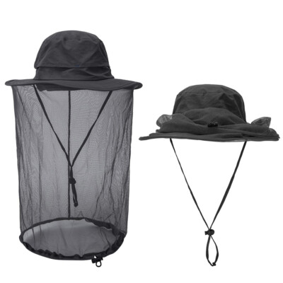 Men Mosquito Head Net Hat Bugs Netting 