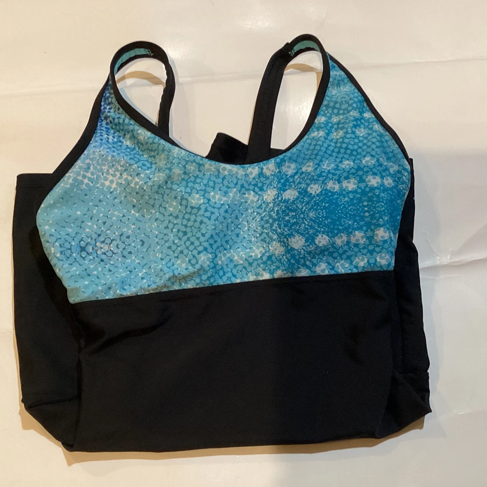 Traje de baño Athlitech para mujer talla 8 azul negro sujetador acolchado espalda abierta Foto 3 de 4