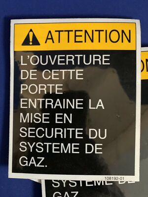 Multi-Language Attention Label, 3 1/2'' x 4'', Black and Yellow, Lot of 50