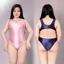 Maillot De Bain Monokini Une Pi&#232;ce Plus Size Oiled Shiny Bodysuit Leotard