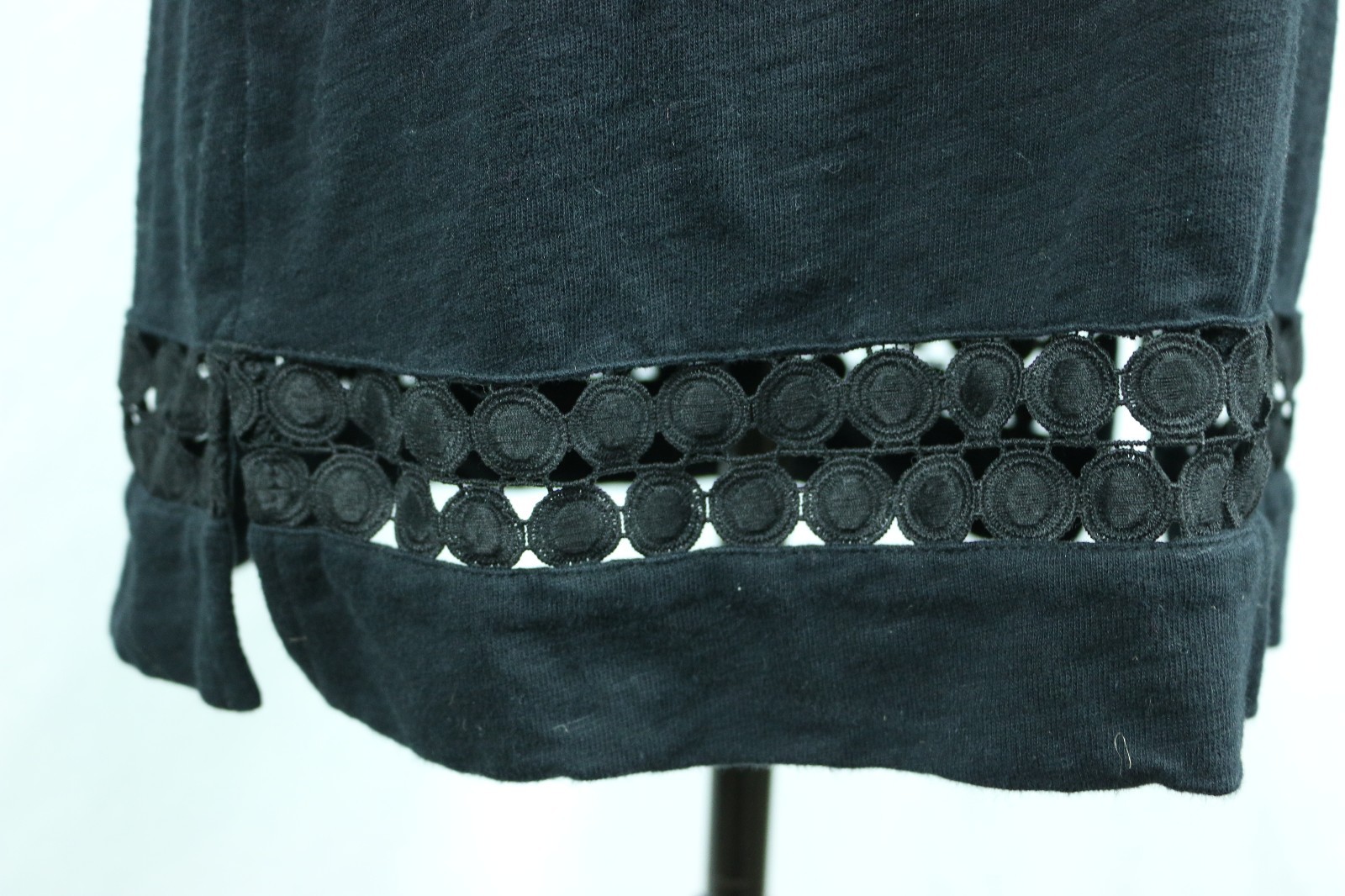 J. CREW 100% Cotton Dress Women's Small Lace Trimmed A-Line Solid Black