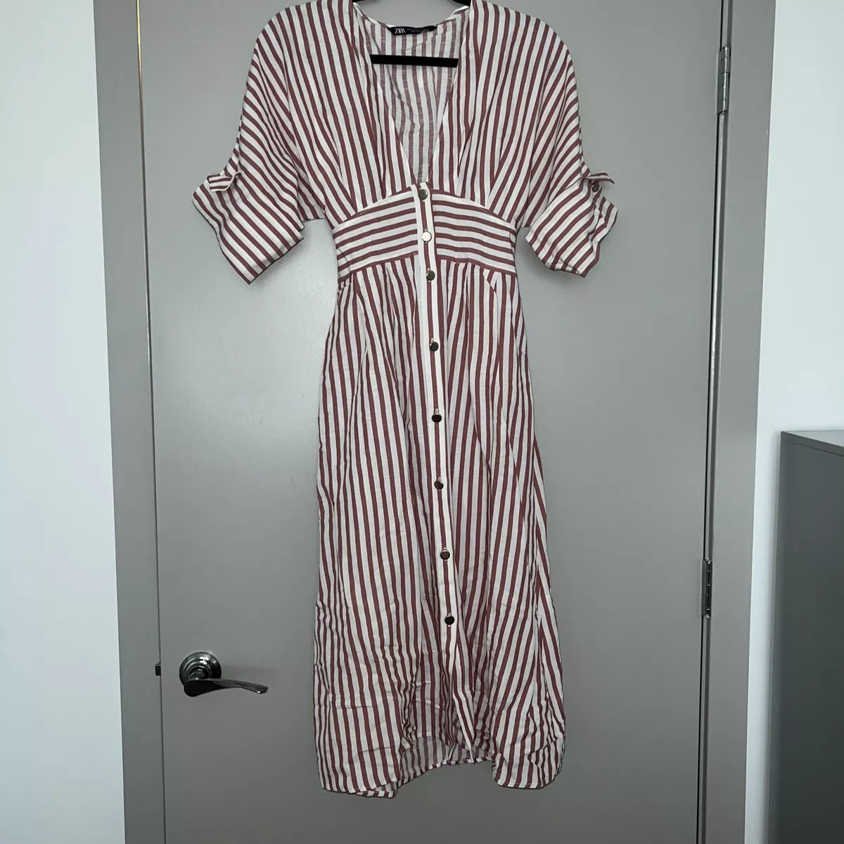 Zara striped linen best sale dress