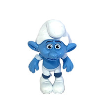 Smurfs Panicky Smurf 2011 McDonald 3 Inch PVC Toy Figure Cake Topper Blue White