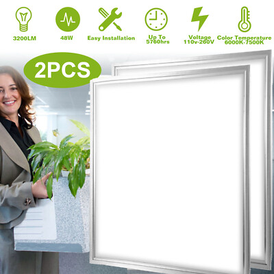 2-Pack Ultra-Bright 2x2FT LED Panel Lights – Recessed Ceiling Mount, 70% Energy Saving