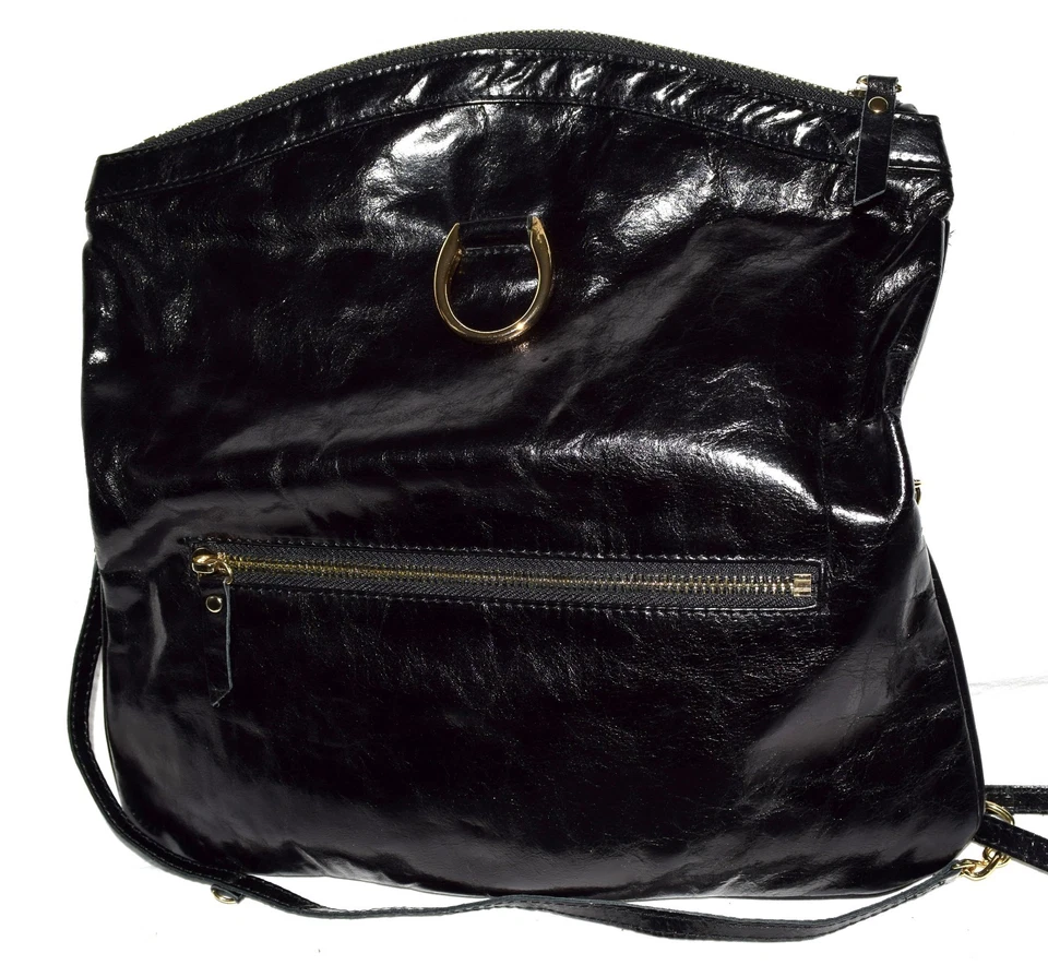 Bolso Bandolera de Hombro Joseph Charles Cuero Negro Plegable Convertible Foto 4 de 4