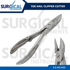 Toe Nail Clipper Cutter Heavy Duty 4.5" Cuticle Nipper Stainless German Grade