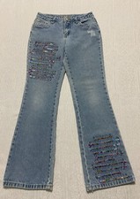 Limited Too Symply Low Sequined Jeans Girls Size 12 Blue Boot Cut