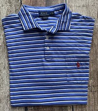 POLO RALPH LAUREN CLASSIC FIT STRIPED POCKET POLO SHIRT BLUE MENS XL EXCELLENT
