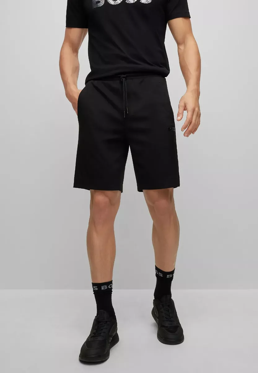 New Hugo BOSS mens black Athleisure shorts pants trouser Headlo