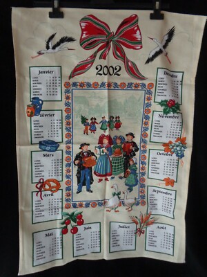 Torchon Ancien Région Alsace - Années 1970, 100% Coton, Multicolore