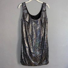 RISQUE Semi Sheer Holographic Shimmer Sparkle Club Party Rave Tank Dress