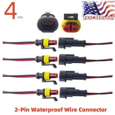 4 Set 18AWG Waterproof 2 Way 2 Pin Plug Electrical Wire Connectors for Car, Boat