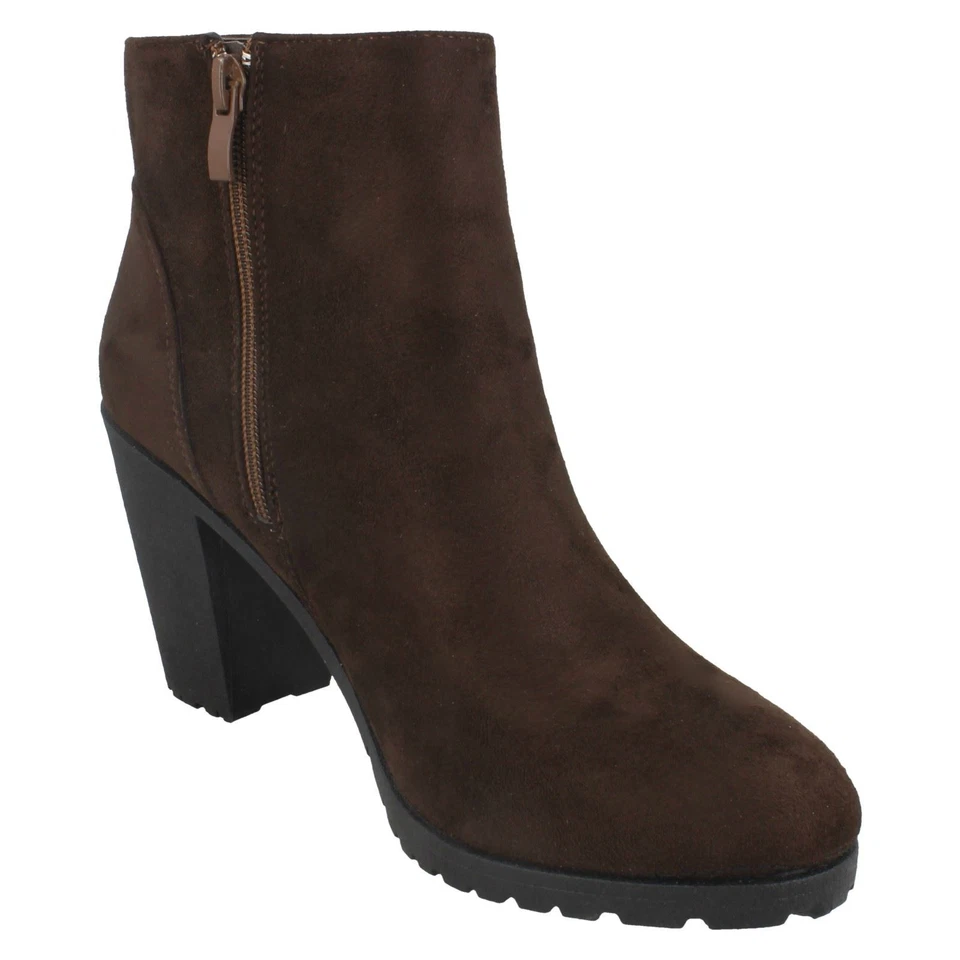 Mujer Spot On Botines Marrón Microfibra: F50878 - Imagen 4 de 4