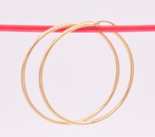 2" 2mm X 50mm Large Plain Shiny Round Hoop Earrings REAL 14K Yellow Gold