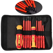10-in-1 Insulated Screwdriver Set 500V Magnetic Blades with Case for Electrician