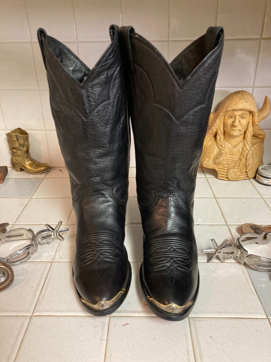Justin 1333 Black Elk Soft Leather Western Cowboy Boots Size 9 D Made in USA Justin 1333 Black Elk Soft Leather Western Cowboy Boots Size  main image 2