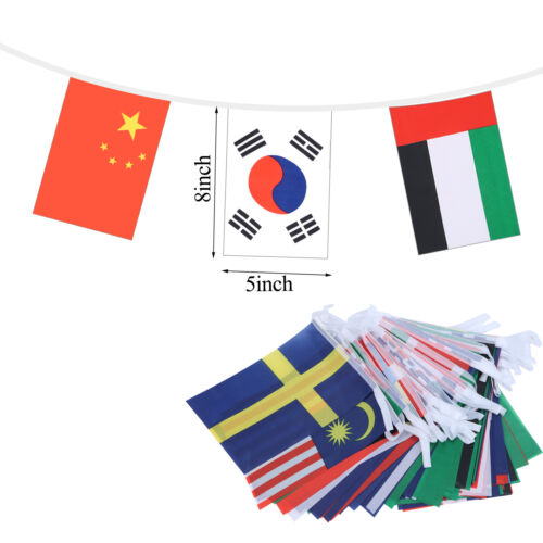 82 pieds National Flags Bunting, drapeaux du monde avec 100 pays différents  - Photo 1/7