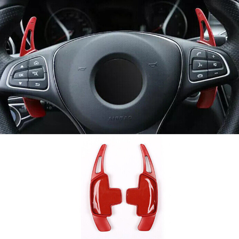Red Aluminum Steering Wheel Shift Paddles Trim For Benz A-Class W177 2019-2022