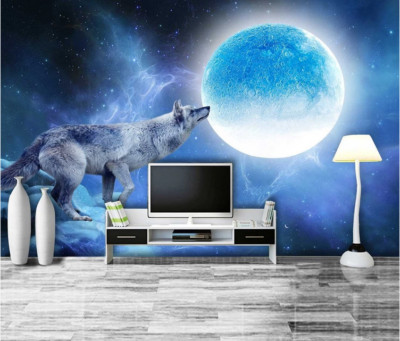 3D Night Moon Wolf 47226NA Wallpaper Wall Murals Removable Wallpaper Fay