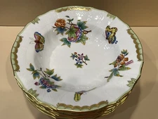 Herend Queen  Victoria w/ Green Border Large Rimmed Soup Bowl(s) 9.5" Brand New