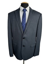 EXPRESS Mens Fitted Fit Gray Navy Blue Jersey Sport Coat Blazer 44R