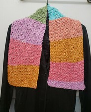 "Handmade" bright pastel multi color block scarf