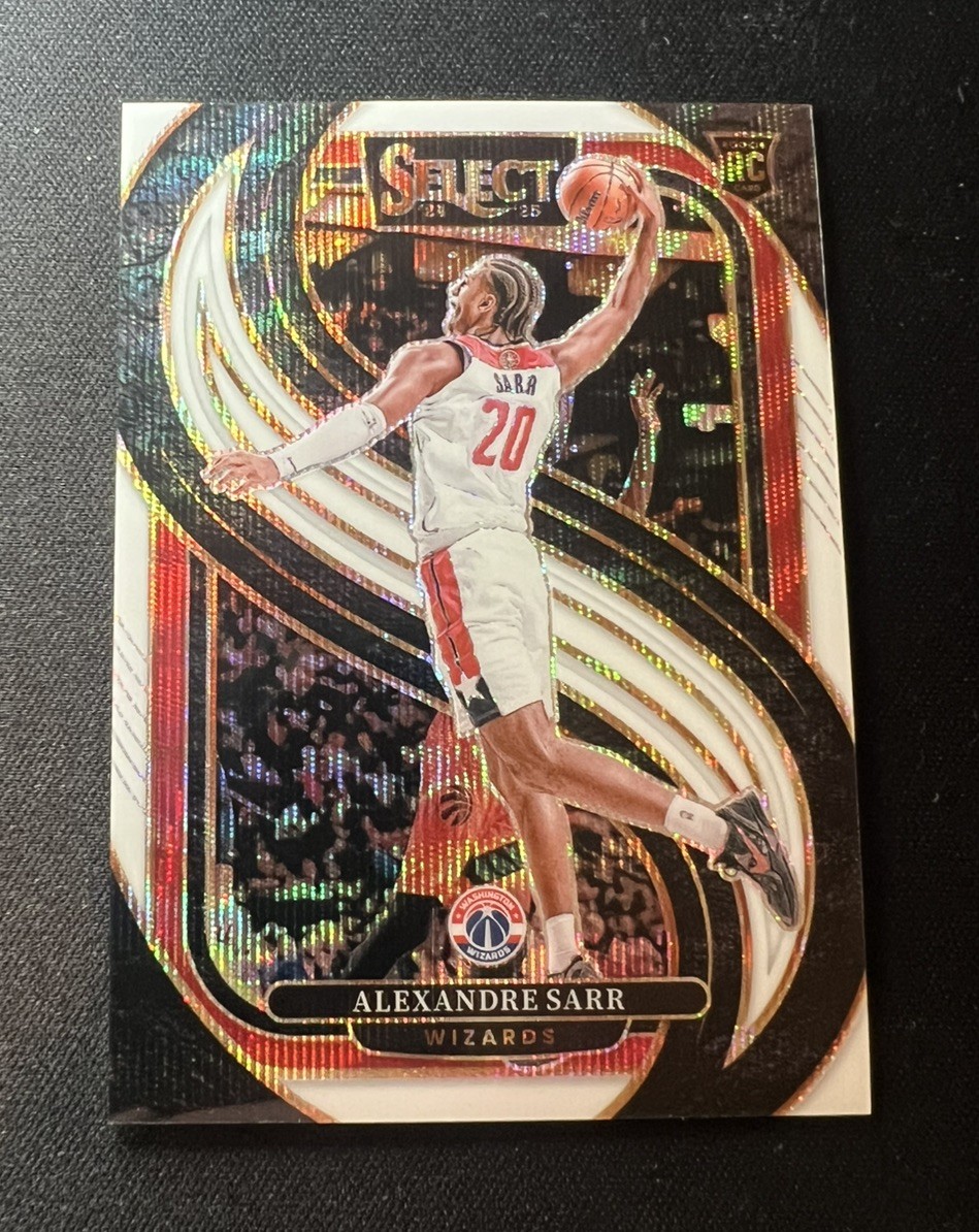 2024-25 SELECT ALEXANDRE SARR PREMIER ROOKIE WHITE WAVE PRIZM #99/99 WIZARDS RC