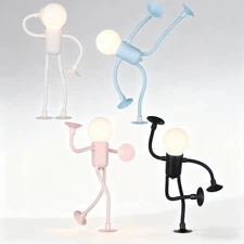 4pcs Funny Sportsman Night Light Changeable Shape ,Suction Cup Table Desk Lamp