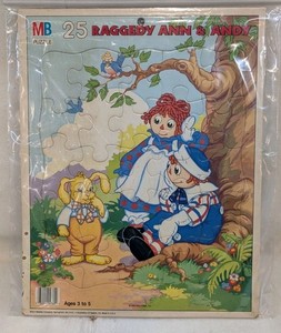 1988 Macmillan/Milton Bradley Raggedy Ann & Andy 25 Piece Puzzle Tray