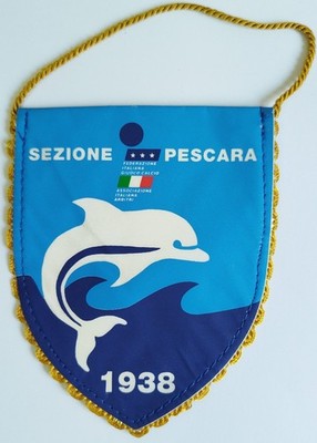 Gagliardetto 9x11cm AIA Pescara Schiedsrichter 1938 FIGC Bifaccial Vintage