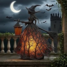 Halloween Ambiance Lamp   Gothic Spooky Witch Night Light, Suitable for Indoo...