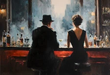 Bar Figures Men and Women Oil Painting Canvas Art Prints Home Decor Wall Art 106