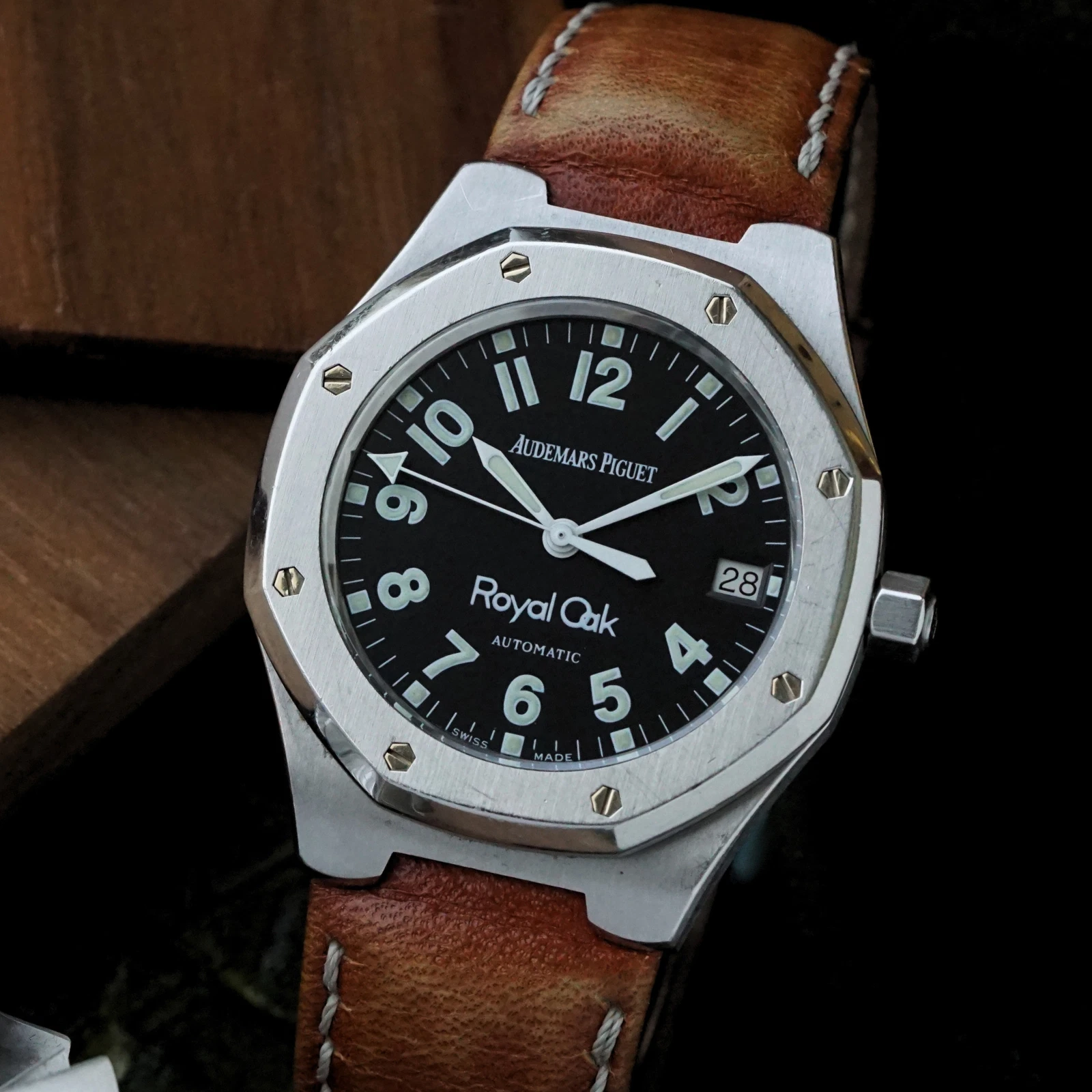 Audemars Piguet — Audemars Piguet 1994 Royal Oak Black Military Dial Steel 14800ST Automatic 36 mm