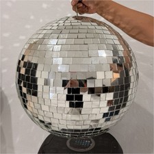 Silver Mirrored Mirror Ball Disco DJ Lighting Effect, 18 in H x L x W