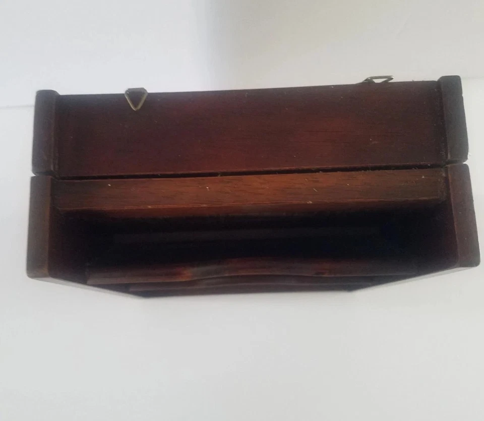 Vintage Hidden Keyholder Cabinet Style Mail Holder W Woven Wood Front - Image 4 of 4