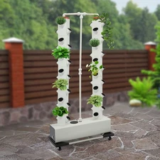 White Hydroponics Vertical Growing Kit 30 L 56 Planting Holes Germination Kit