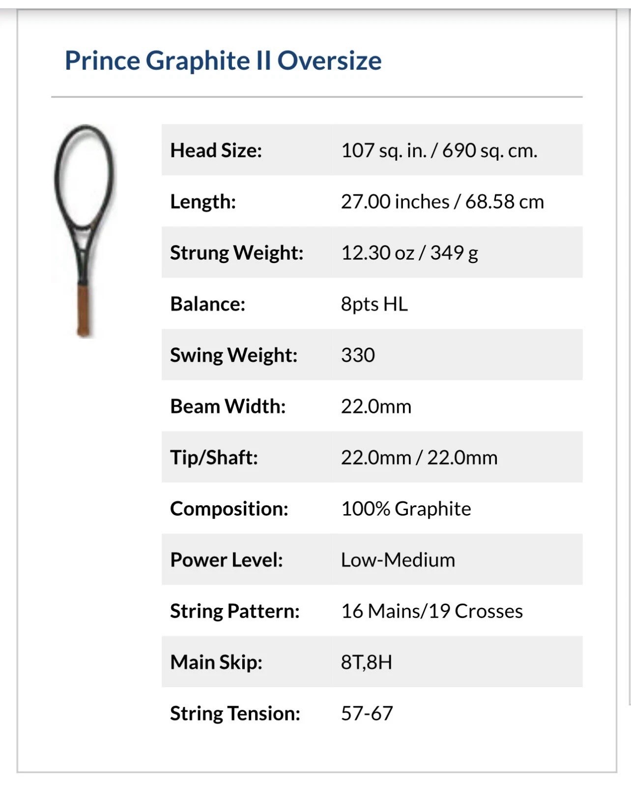 Prince Graphite II Oversize Tennis Racquet Racket Leather 4 5/8" Grip CLEAN ✅