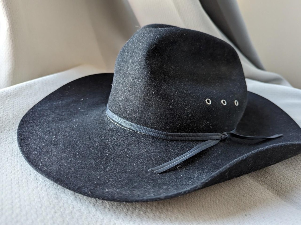 vintage STETSON cowboy hat BEAVER 4X black 7 western FUR FELTED | eBay