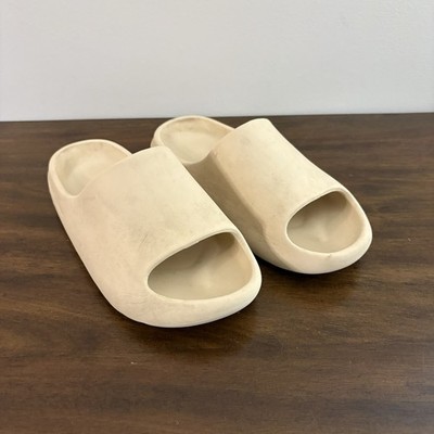 Women s Cream Slide Sandals Sporty Size 9 Gym Beachy Leisure College SB2