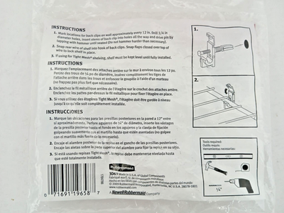 3 Pack - Rubbermaid Fast Set Back Clip #3D69, 6 pack NIB (18 clips