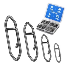 200 Pcs Fishing Power Speed Clips (S:120, M:50, L:20, XL:10), High Black