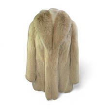   Vintage Luxe Tan  Cream Fox-Fur Coat - Plush Oversized Statement Piece