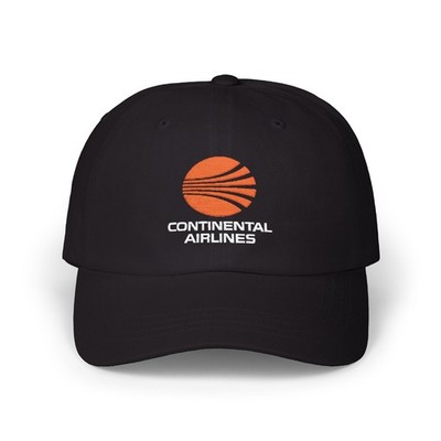 Continental Airlines Retro Black Hat Embrodiery Classic Dad Hat