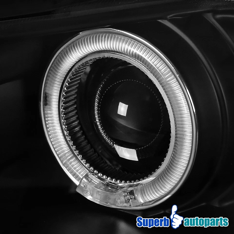 Fit 1997-2003 Chevy Malibu 04-05 Classic Halo Black Projector Headlights LED Bar - Image 4 of 4