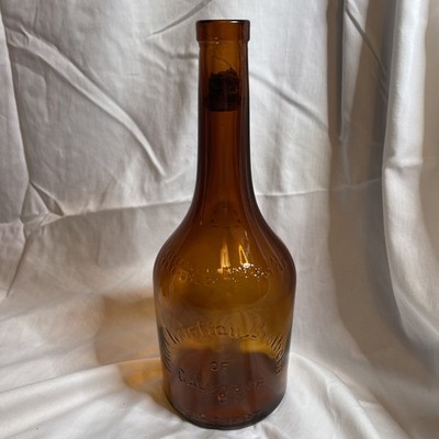 VTG 50s Christian Brothers of California Amber Glass Whiskey Bottle 4/5 Quart