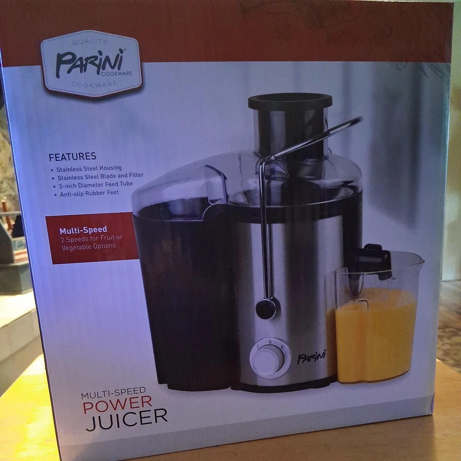 Parini Cookware Multi-Speed Power Juicer Stainless Steel anti-slip feet NIB