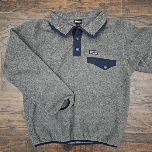 Patagonia Synchilla Snap T Pullover Youth Medium (10) Gray Blue Fleece