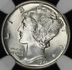 1941 D MERCURY DIME NGC MS 64 FULL BANDS LUSTROUS WHITE SATIN AND FULLY STRUCK,