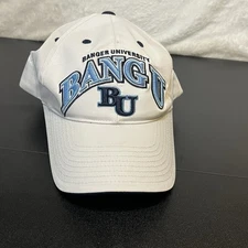 BANG U Banger University Adjustable Hat Cap White Blue Misspelled Bangor Funny